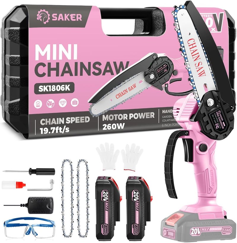 Saker Mini Chainsaw|6 Inch Chainsaws[2025 Upgraded]|Mini Cordless Electric Chain Saw|Small Handheld Portable Chain Saws Battery Powered Chain Saw for Tree Trimmer and Garden - Image 1
